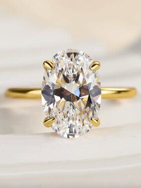 NEW 14k Yellow Gold Oval Cut 2 Carat Diamond Ring Sterling Silver Ring